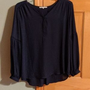 Blouse- Navy Blue peasant sleeve